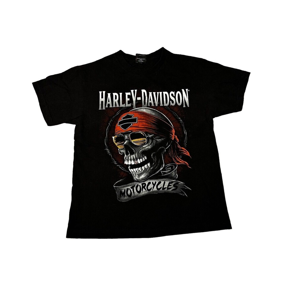 Harley Davidson Shirt Mens Small Wisconsin Dealer Shady Skull Motorcycle Graphic